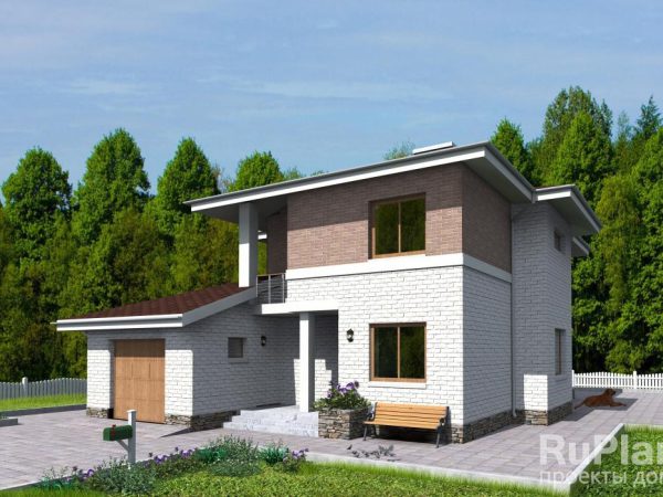 Двухэтажный дом с гаражом, террасой и балконами Rg3347