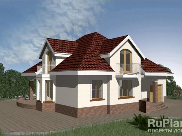 Проект компактного одноэтажного дома с гаражом и мансардой Rg3361