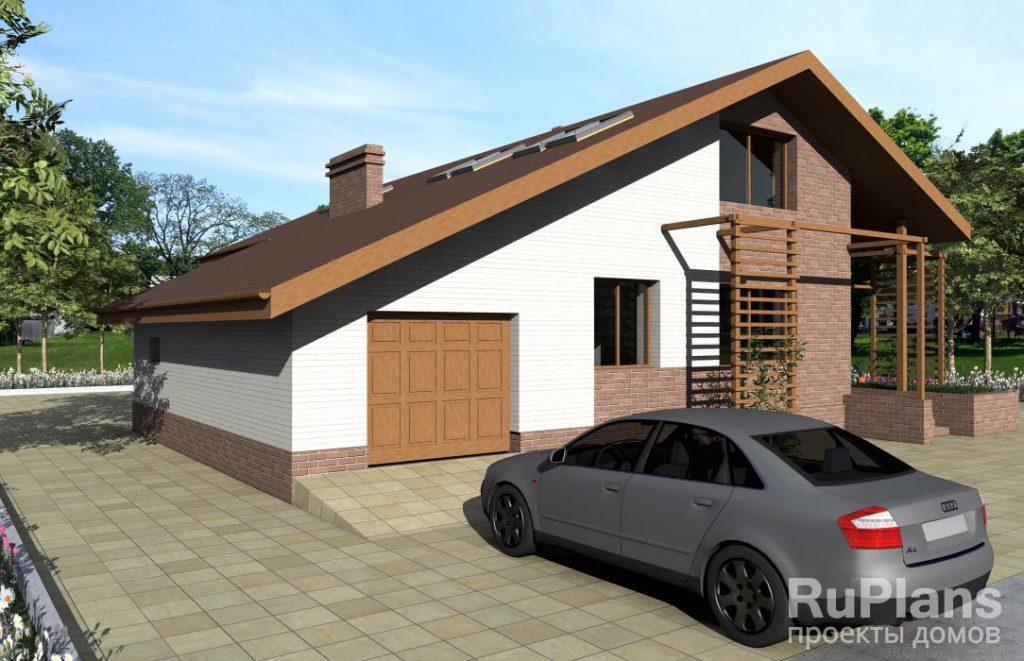 Проект дома с мансардой, зимним садом, террасой Rg4012