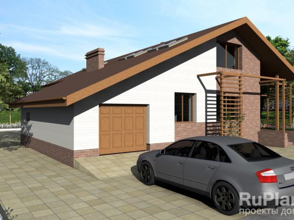 Проект дома с мансардой, зимним садом, террасой Rg4012