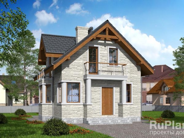 Дом с мансардой, террасой и балконами Rg4907