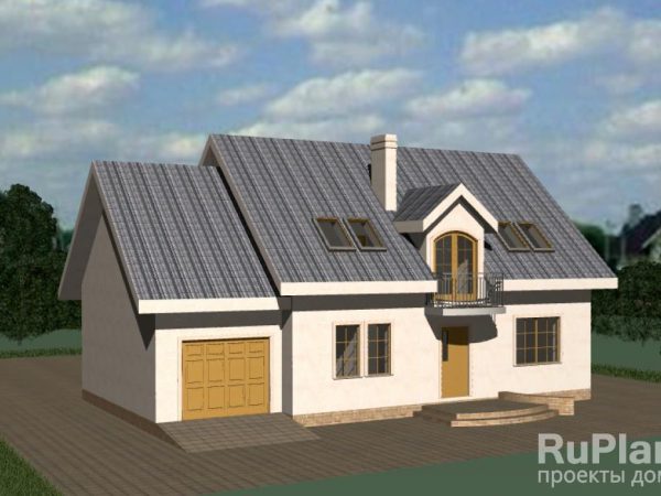 Дом с мансардой, эркером, гаражом, террасой и балконами Rg3320