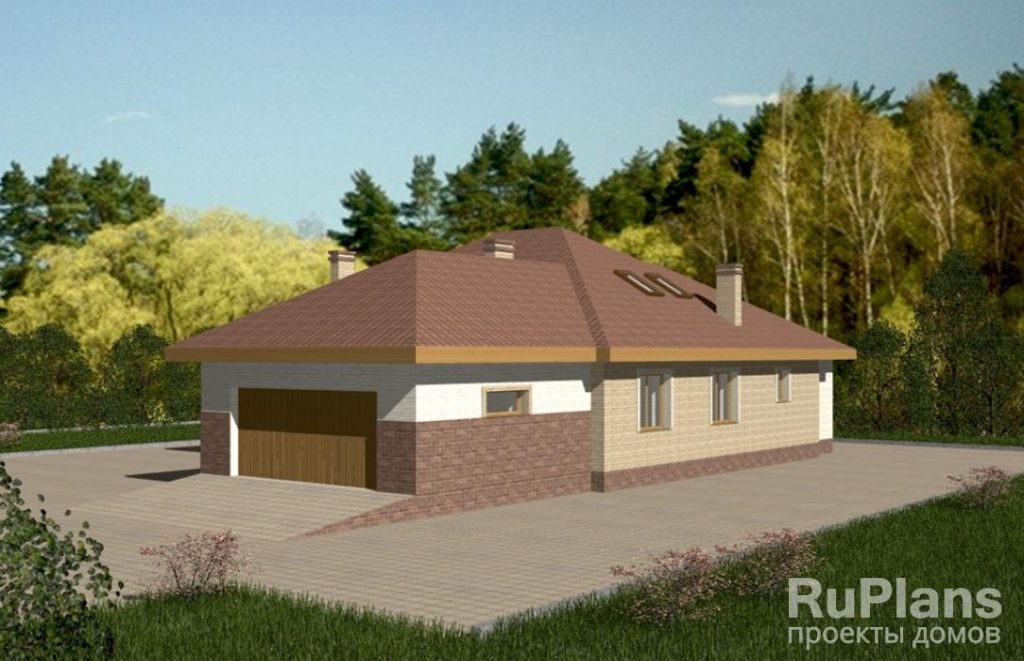 Проект дома с чердаком и гаражом на две машины Rg3419