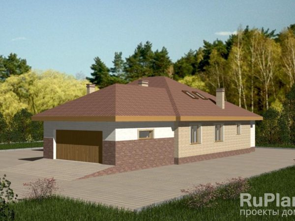 Проект дома с чердаком и гаражом на две машины Rg3419