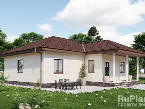 Одноэтажный дом с крыльцом, двумя спальнями и кабинетом Rg6165