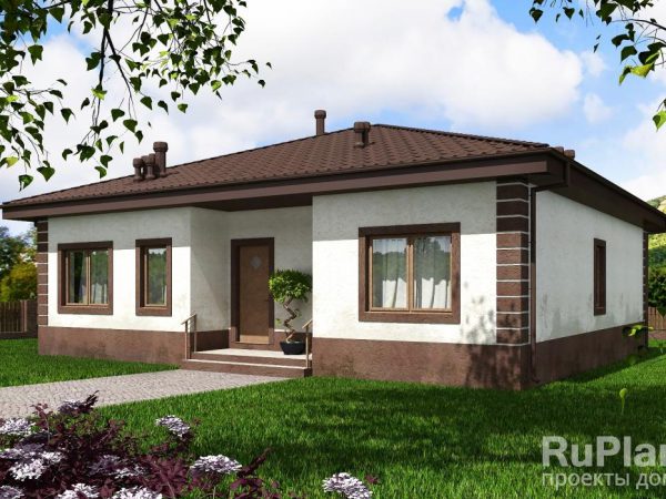 Одноэтажный дом с террасой, тремя спальнями и камином Rg5957