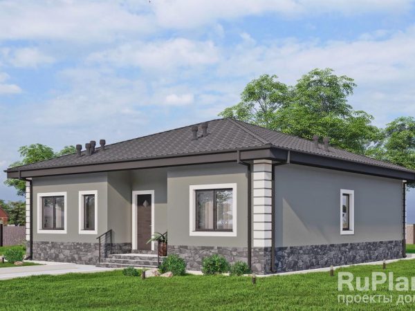 Одноэтажный дом c  тремя спальнями, чердаком и террасой. Rg6036
