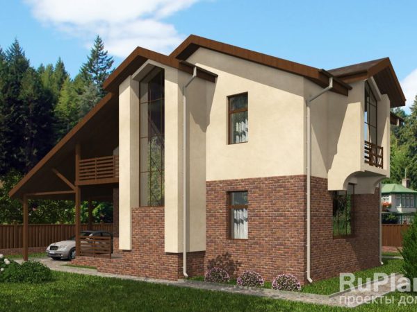 Дом с мансардой, террасой и балконами Rg3227