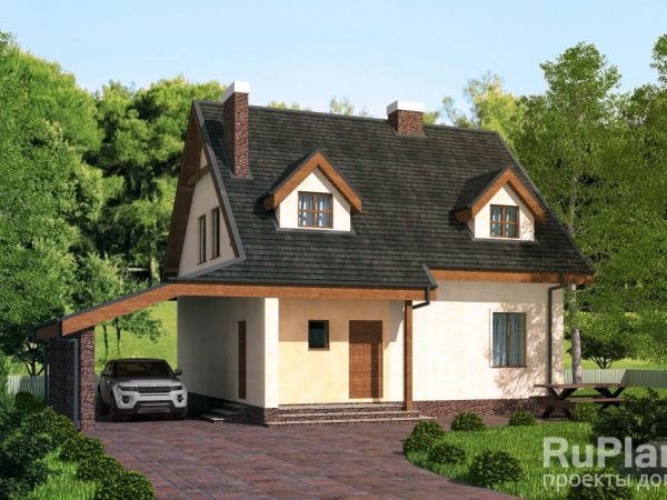 Дом с мансардой, террасой и балконами Rg4903