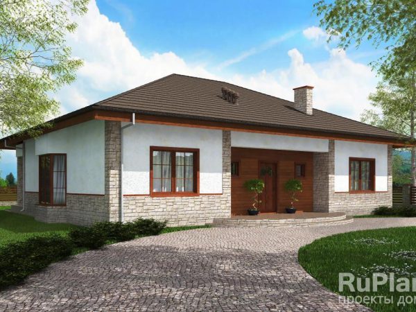 Проект одноэтажного жилого дома с террасами Rg5201