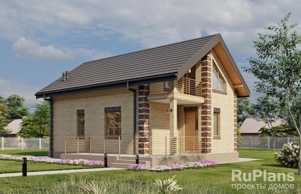 Проект одноэтажного дома с мансардой и террасой Rg5498
