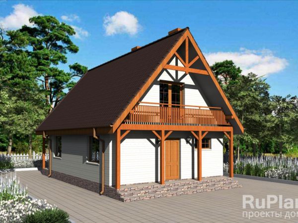Дом с мансардой, террасой и балконами Rg3209