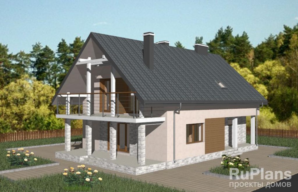 Современный уютный коттедж с мансардным этажом Rg3667