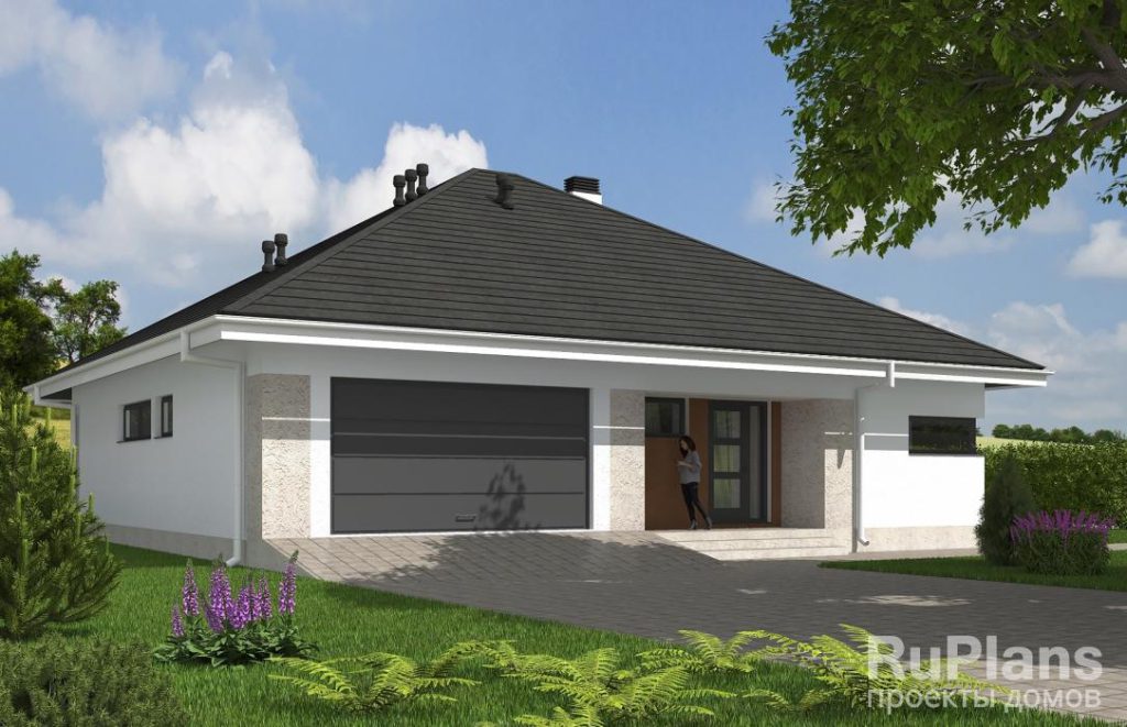 Проект одноэтажного дома с террасой и гаражом Rg5518 — фото 2