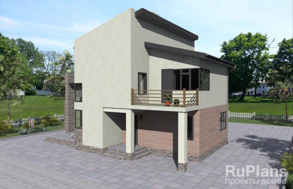 Проект дома с разновысокими скатами кровли мансарды Rg3792 — фото 2