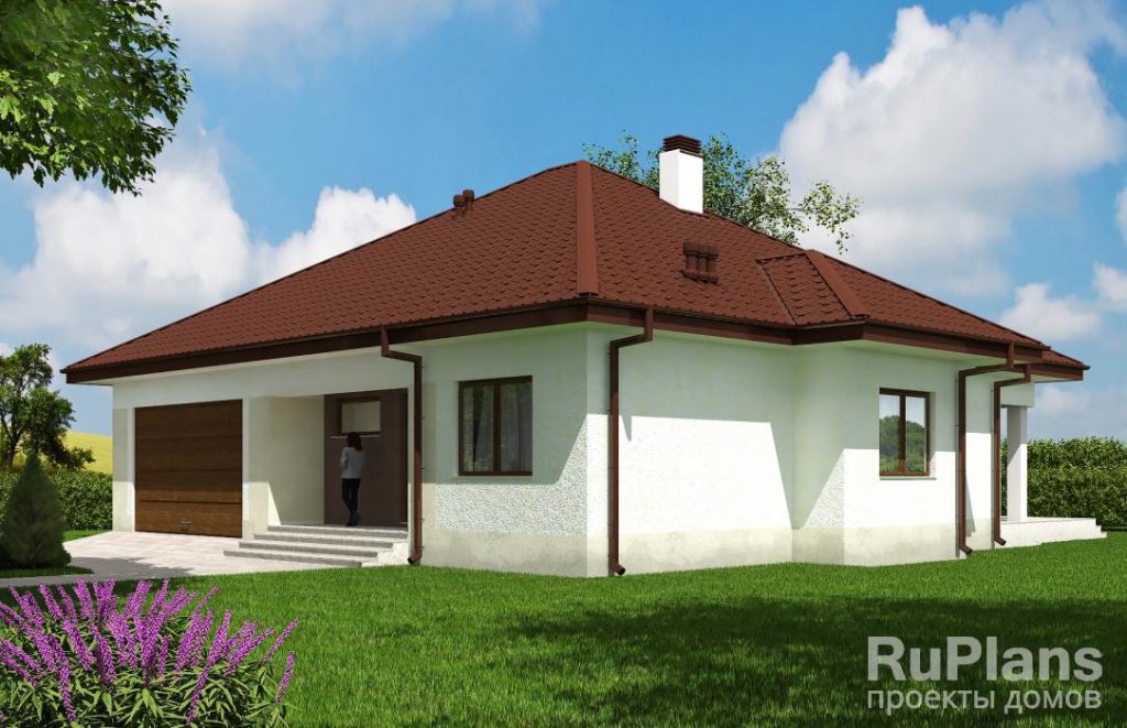 Проект одноэтажного дома с террасой и гаражом Rg5580 — фото 2