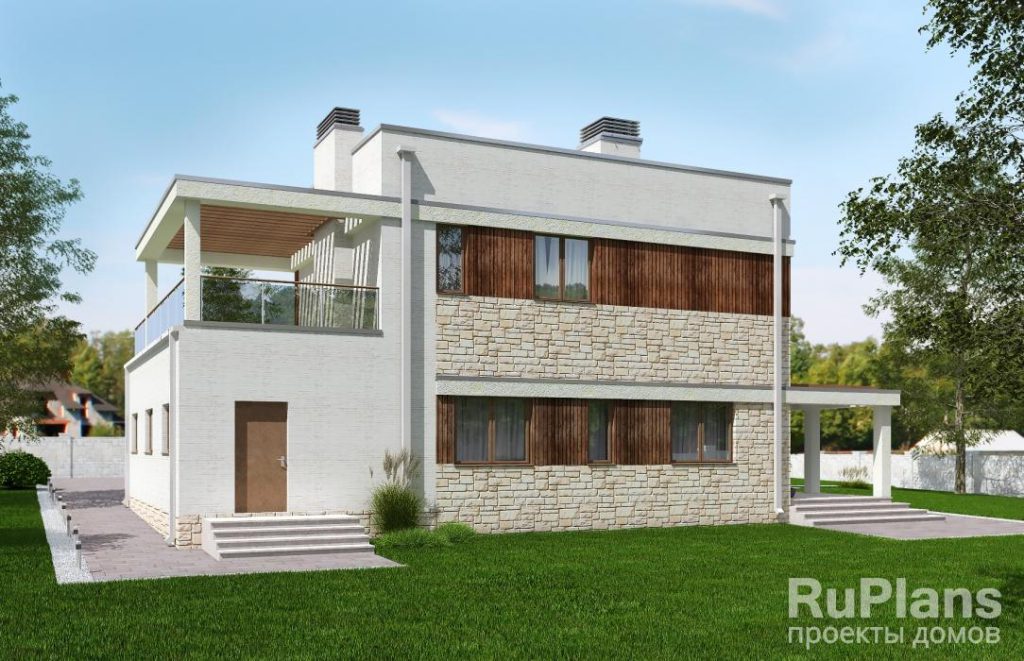 Двухэтажный жилой дом с террасами и гаражом Rg5750 — фото 2