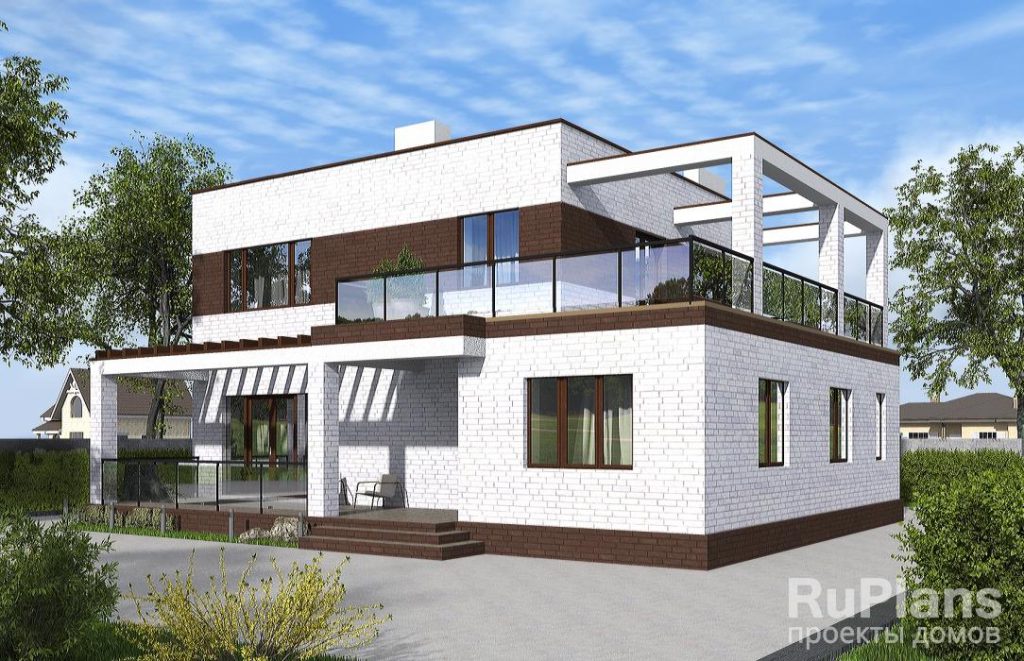 Двухэтажный жилой дом с террасой, балконом и двумя каминами Rg6237 — фото 2