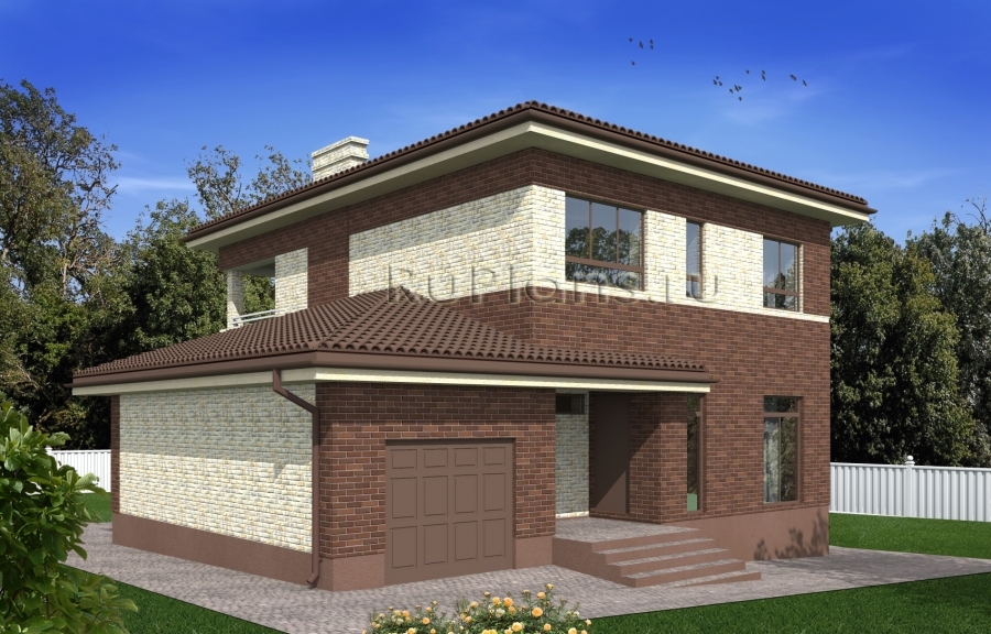 Проект двухэтажного дома с гаражом и балконом Rg4938 — фото 2