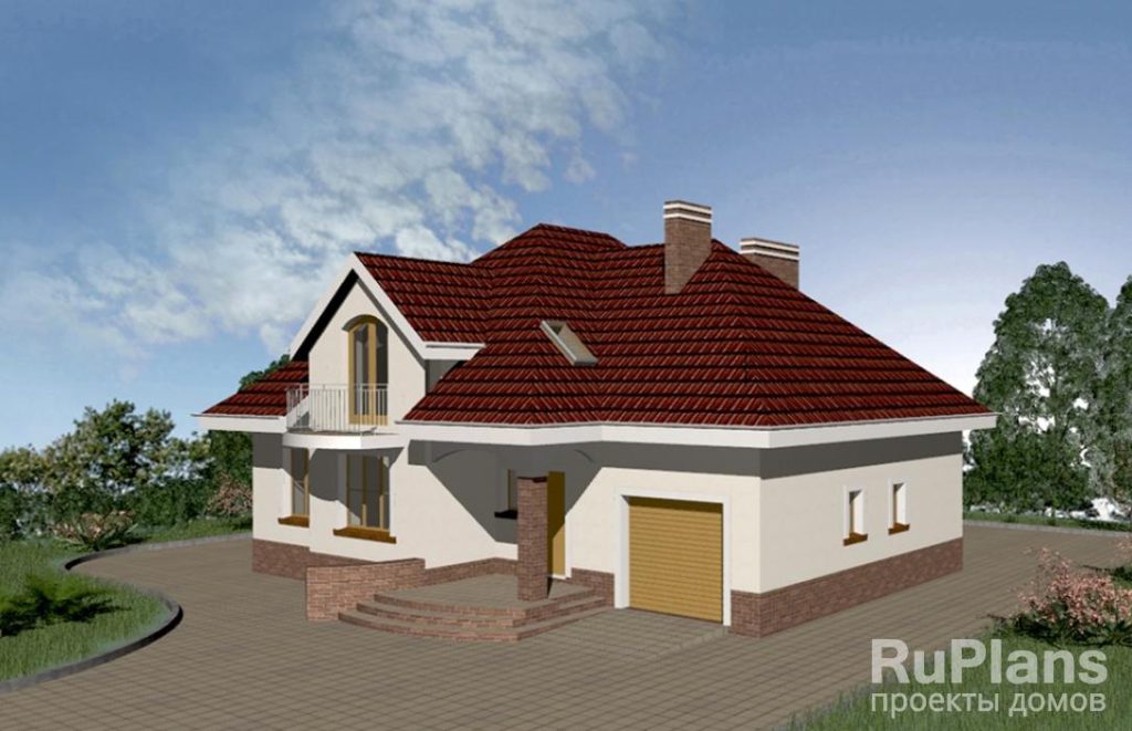 Проект компактного одноэтажного дома с гаражом и мансардой Rg3361 — фото 2