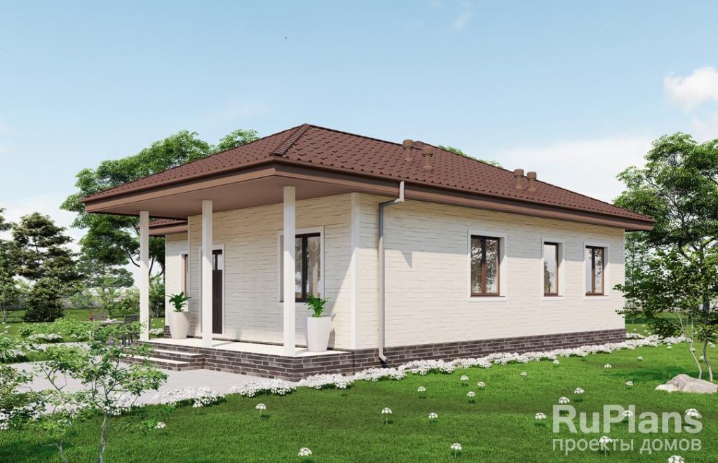 Одноэтажный дом с крыльцом, двумя спальнями и кабинетом Rg6165 — фото 2