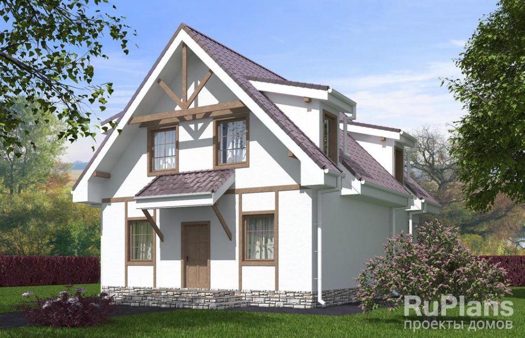 Проект одноэтажного дома с мансардой и террасой Rg5627 — фото 2