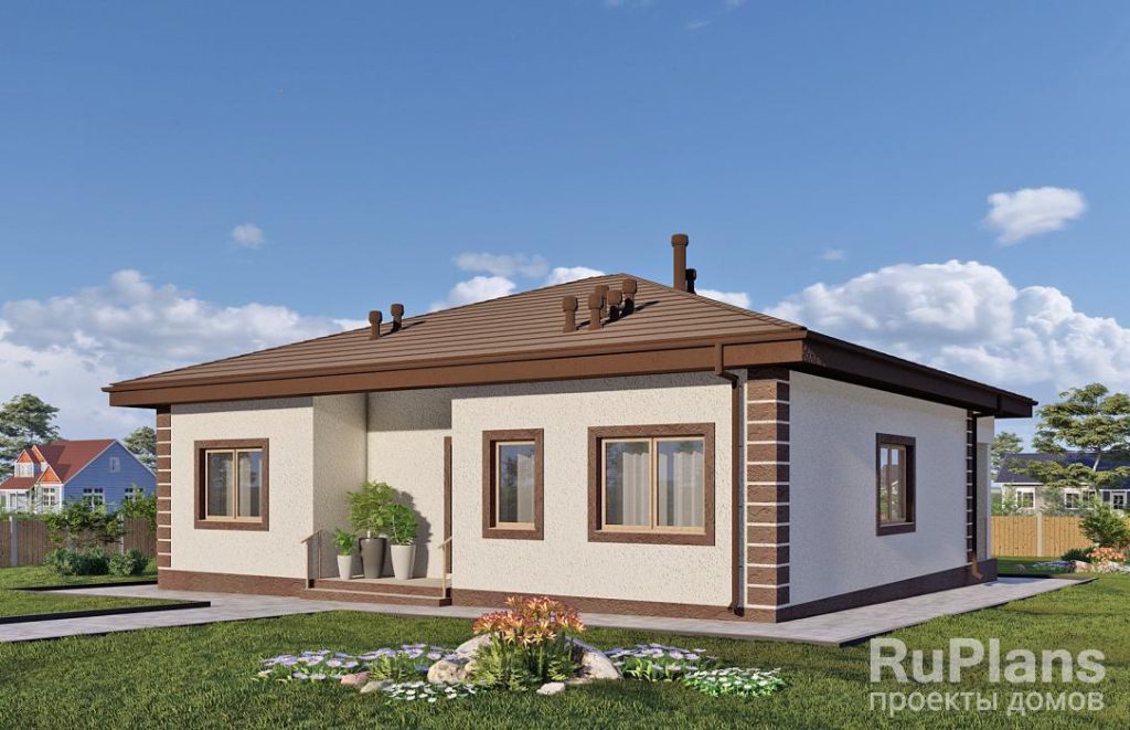 Одноэтажный дом с тремя спальнями, камином и террасой Rg6154 — фото 2