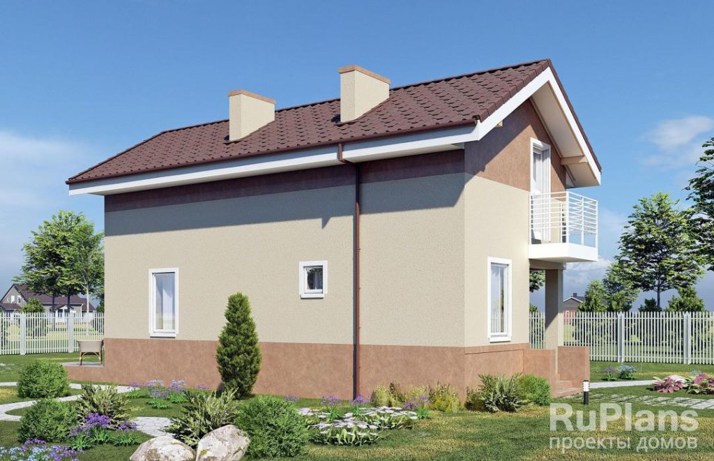 Одноэтажный дом с мансардой, террасой и балконами Rg5139 — фото 2