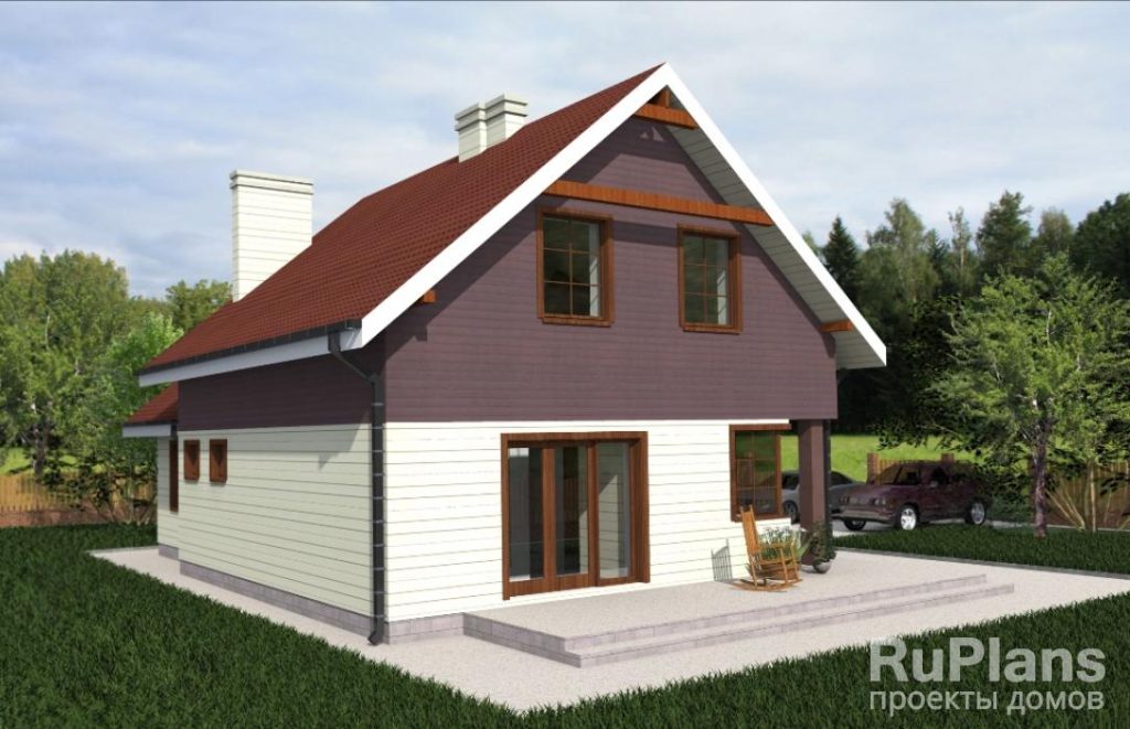 Проект компактного одноэтажного коттеджа с мансардой и гаражом Rg3430 — фото 2