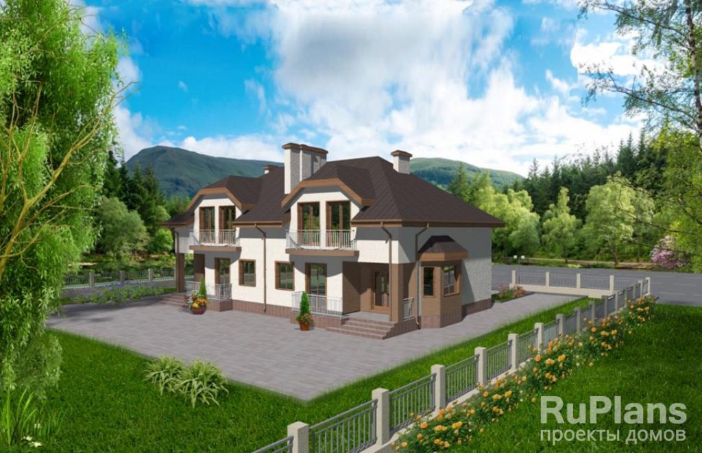 Дом с мансардой, гаражом, террасой и балконами Rg3208 — фото 3