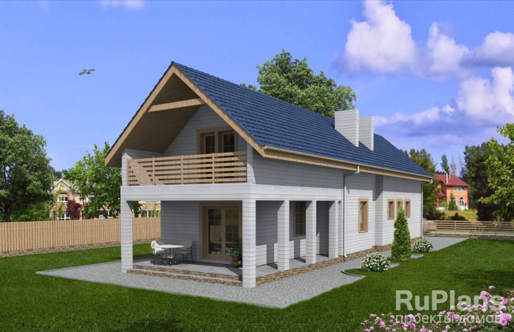 Проект дома с мансардой и гаражом для узкого участка Rg3384 — фото 3