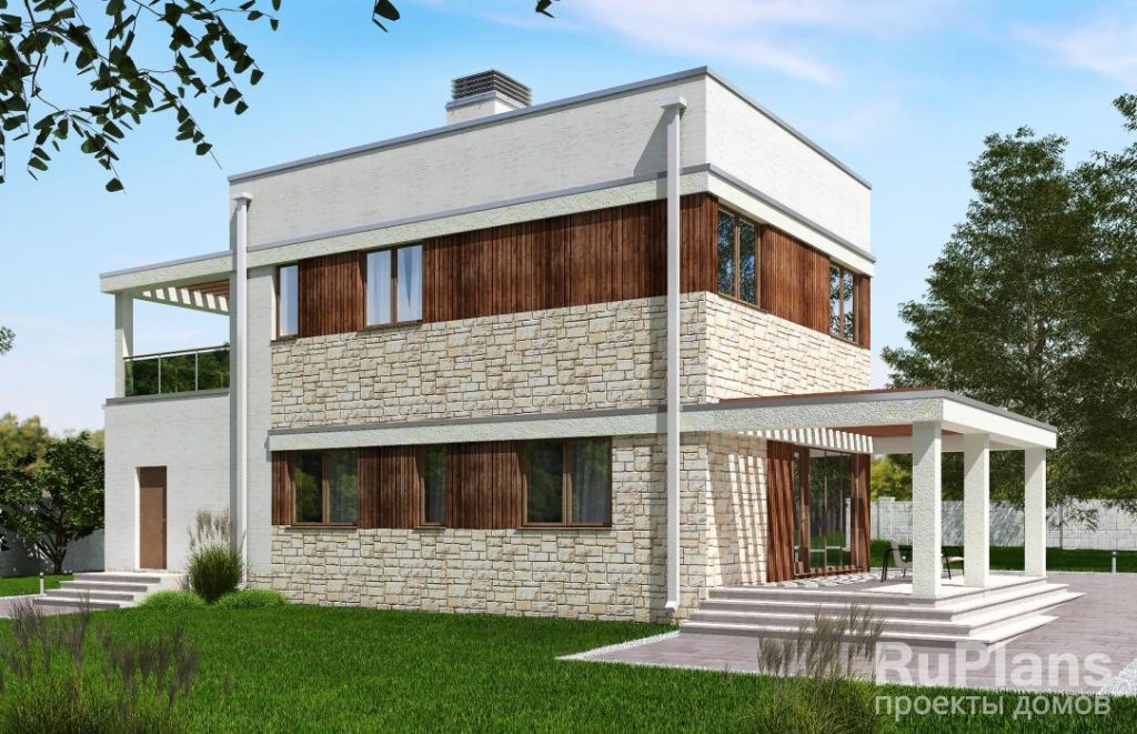 Двухэтажный жилой дом с террасами и гаражом Rg5750 — фото 3