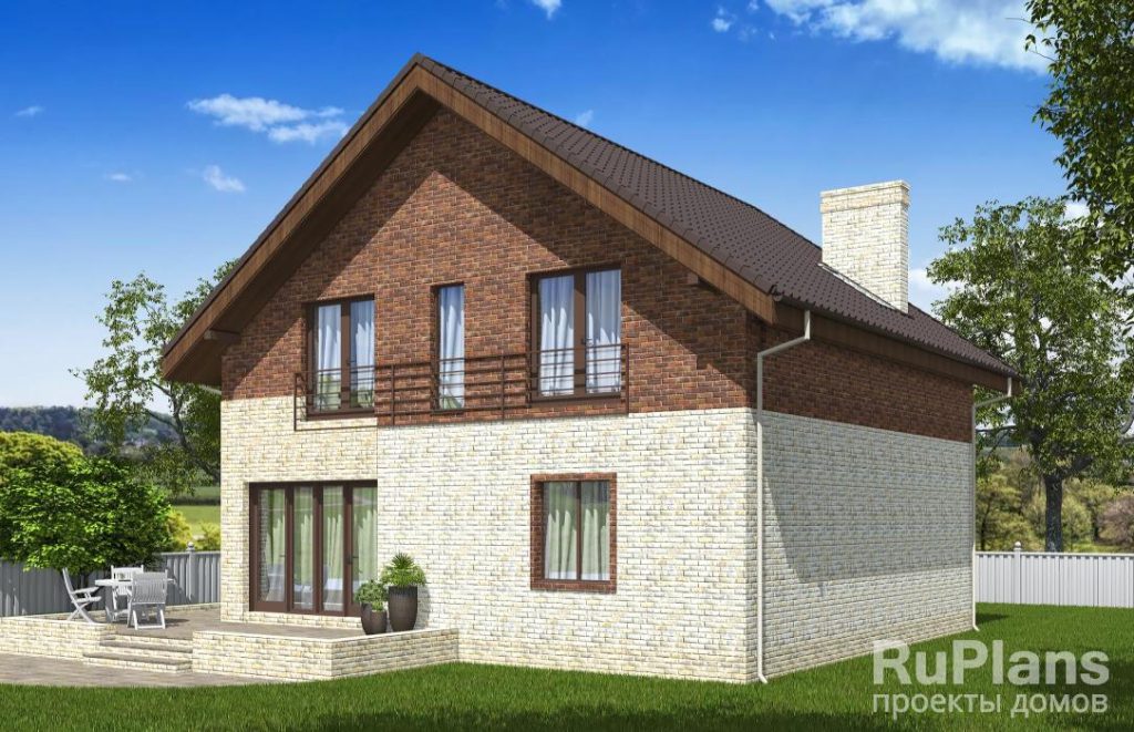 Одноэтажный дом с мансардой, террасой и балконом Rg5289 — фото 3