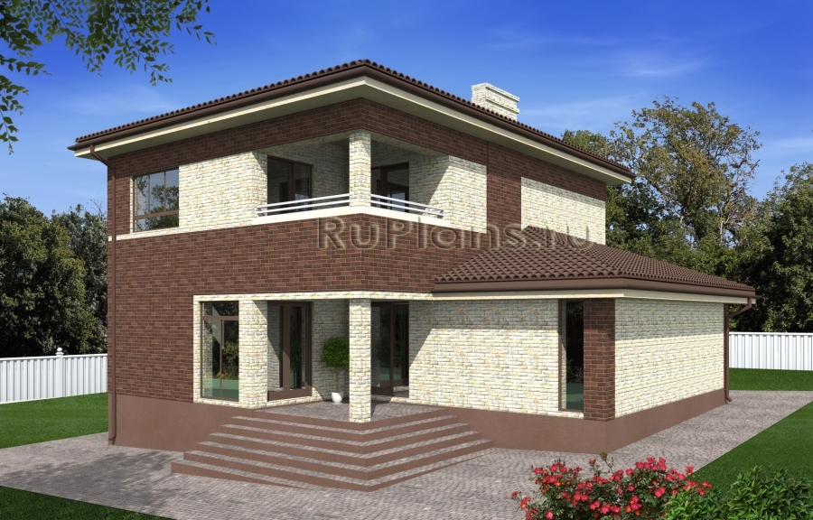 Проект двухэтажного дома с гаражом и балконом Rg4938 — фото 3
