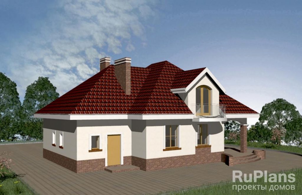 Проект компактного одноэтажного дома с гаражом и мансардой Rg3361 — фото 3