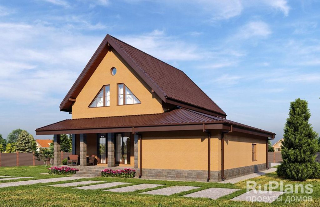 Проект одноэтажного дома с мансардой и террасой Rg5615 — фото 3