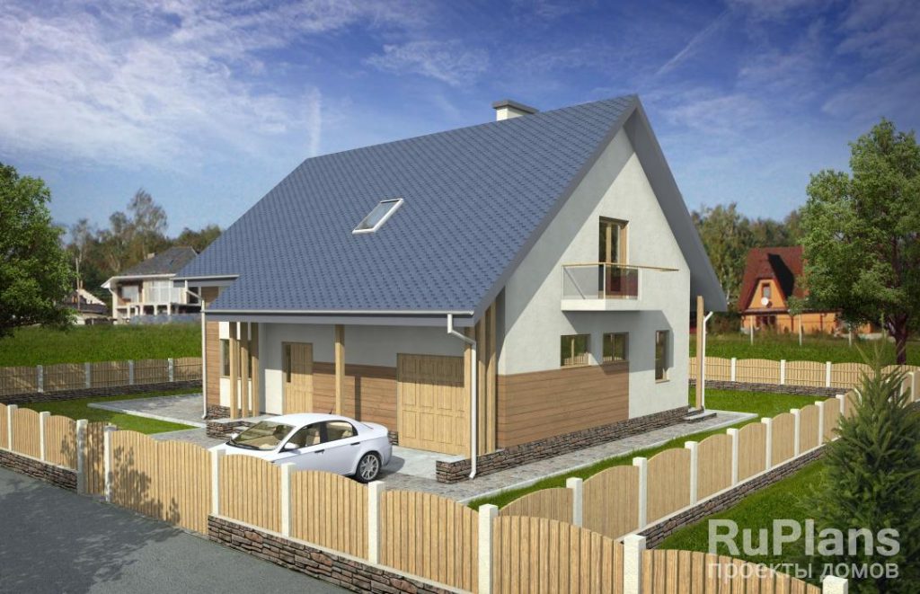 Дом с мансардой, гаражом, террасой и балконами Rg3220 — фото 3