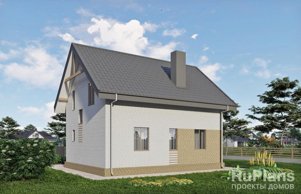 Одноэтажный дом с мансардой, погребом и отделкой кирпичом Rg6208 — фото 3