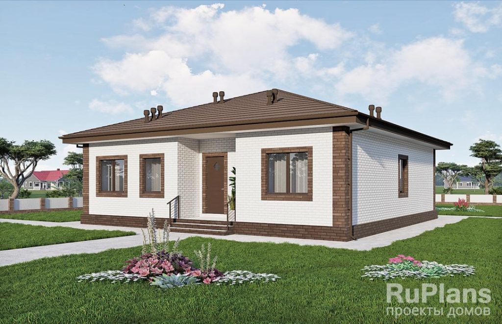 Одноэтажный дом с 3 спальнями, террасой и облицовкой кирпичом Rg6168 — фото 3
