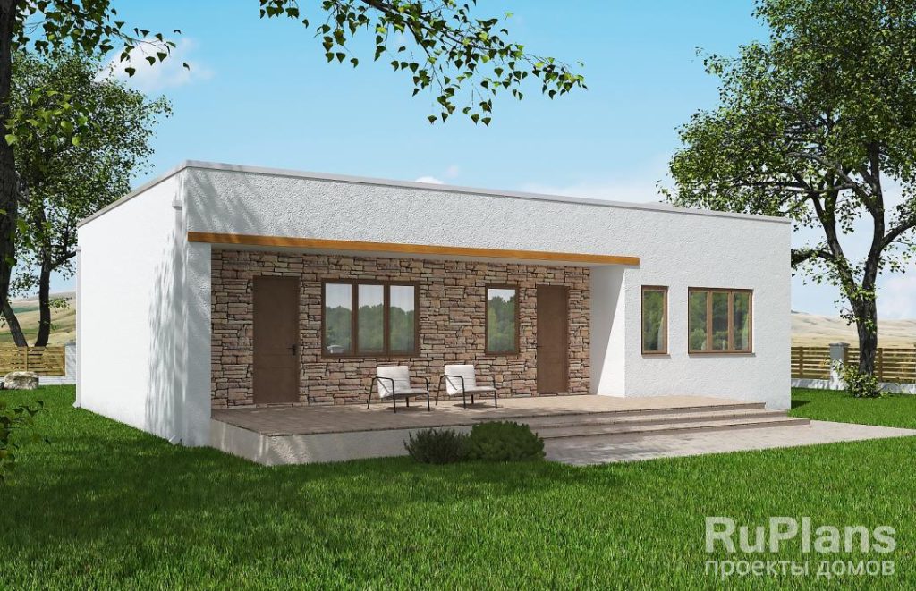Проект одноэтажного дома с террасами и плоской крышей Rg5741 — фото 3