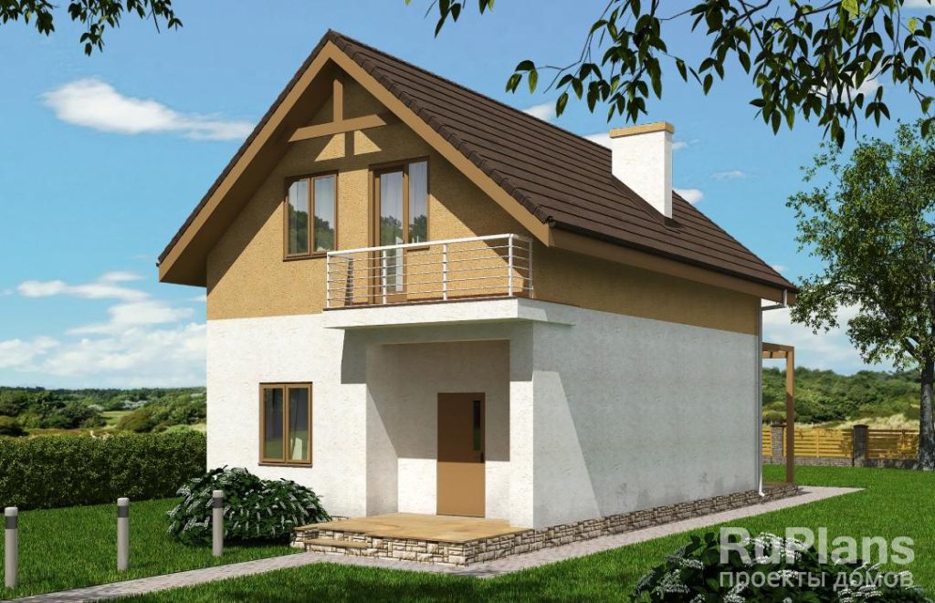 Одноэтажный дом с мансардой, французским балконом и террасой Rg3903 — фото 3