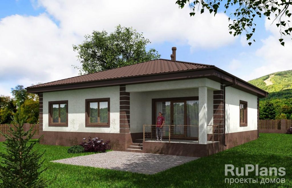 Одноэтажный дом с террасой, тремя спальнями и камином Rg5957 — фото 3