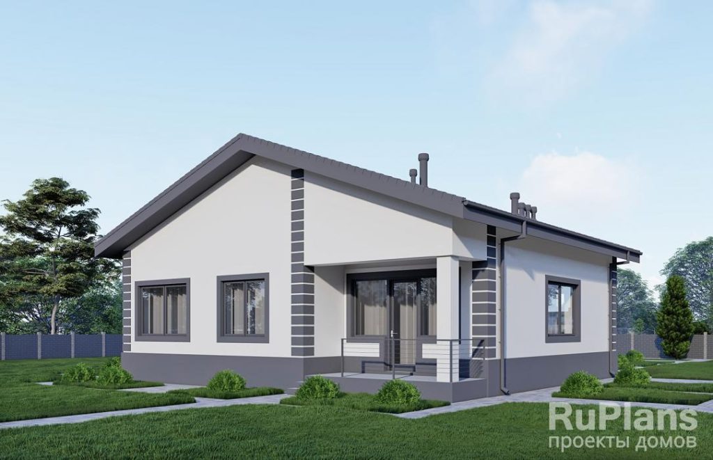 Одноэтажный дом с двумя спальнями, террасой и отделкой штукатуркой. Rg6390 — фото 3