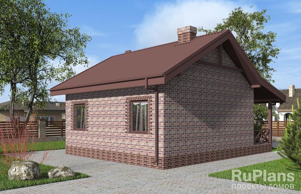 Одноэтажный дом с террасой, печкой и отделкой кирпичом. Rg6217 — фото 3