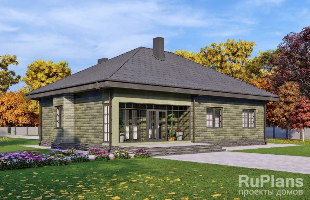 Одноэтажный жилой дом с террасой и зимним садом Rg5862 — фото 3