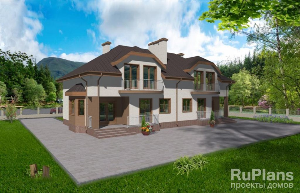 Дом с мансардой, гаражом, террасой и балконами Rg3208 — фото 4
