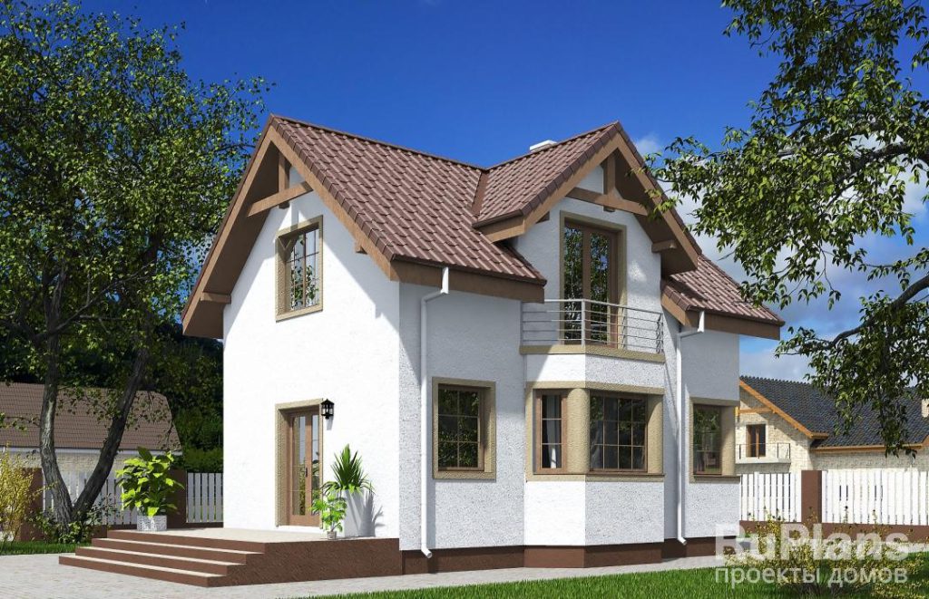 Одноэтажный жилой дом с мансардой,  террасой, эркером и балконами Rg5621 — фото 4