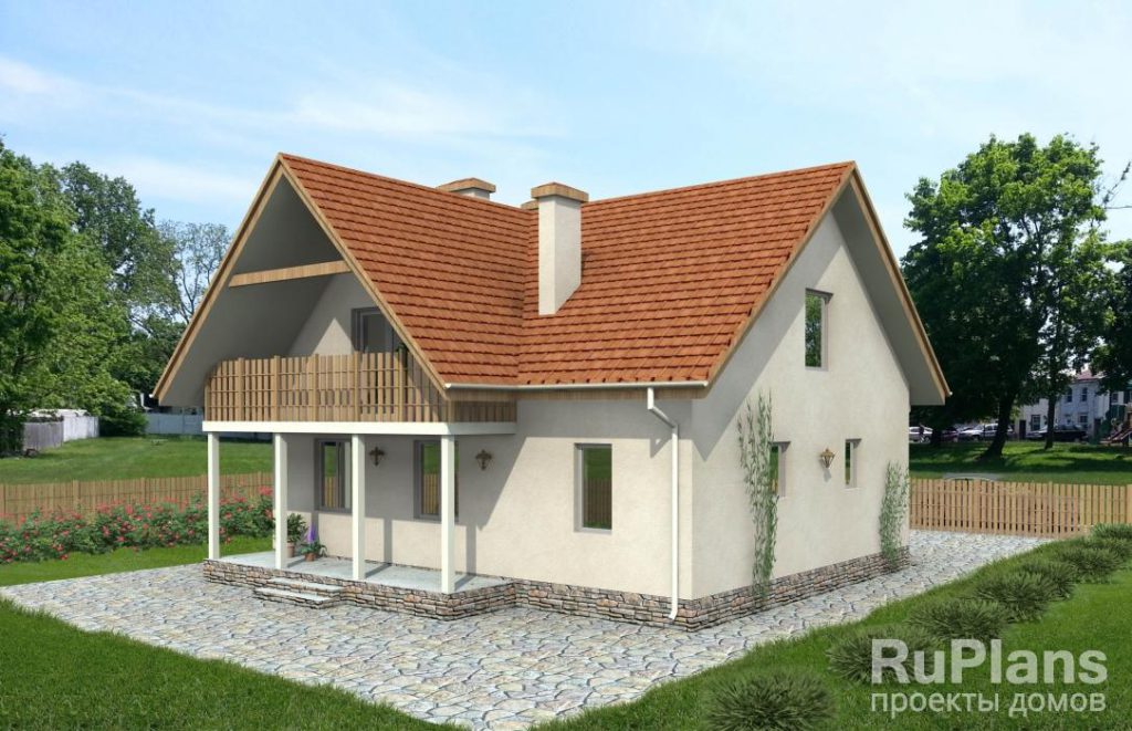 Дом с мансардой, гаражом, террасой и балконами Rg1574 — фото 4