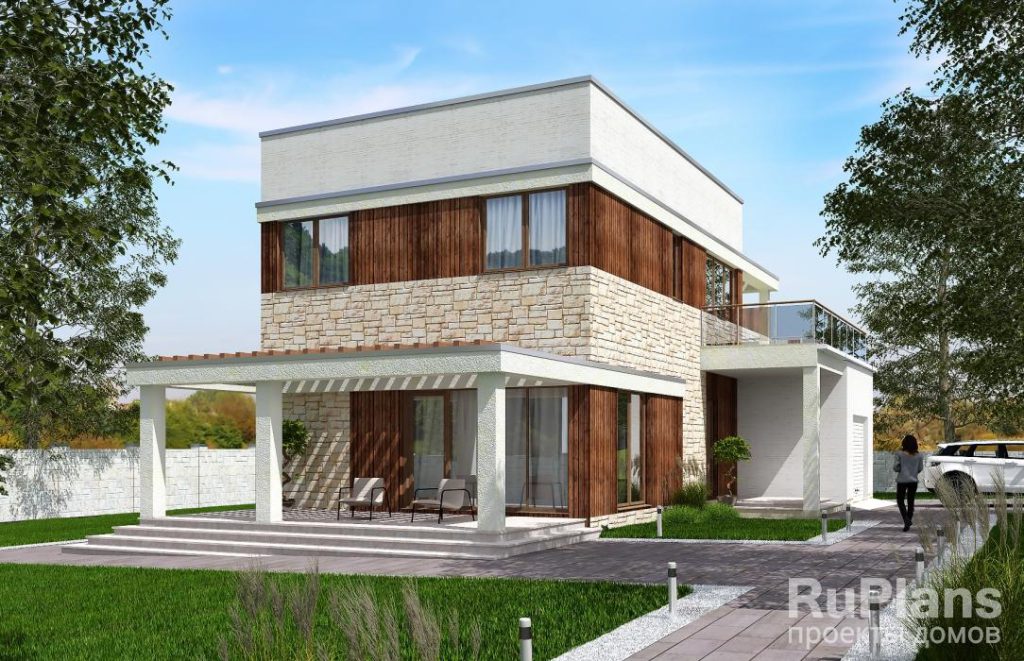Двухэтажный жилой дом с террасами и гаражом Rg5750 — фото 4