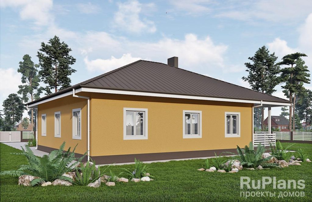 Одноэтажный дом с террасой, 5 спальнями и отделкой штукатуркой Rg6139 — фото 4